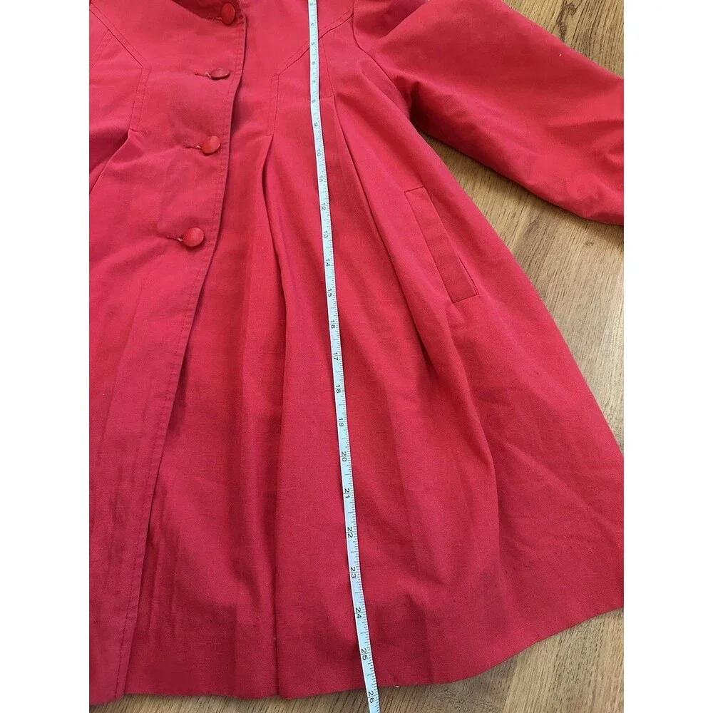 VTG 70s Rothschild Red Girls Coat (6X) Union Made ILGWU, Lined Hood Swing Coat‎